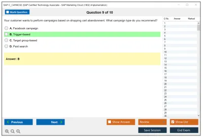 SAP C_C4HMC92 SAP Certified Technology Associate - SAP Marketing Cloud (1902) Implementation Practice test exam simulator test engine exam Prep practice test questions answers Image 9