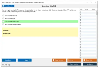 SAP C_C4H620_24 SAP Certified Development AssociateSAP Customer Data Cloud Practice test exam simulator test engine exam Prep practice test questions answers Image 10