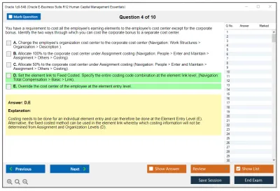 Oracle 1z0-548 Oracle E-Business Suite R12 Human Capital Management Essentials Practice test exam simulator test engine exam Prep practice test questions answers Image 4