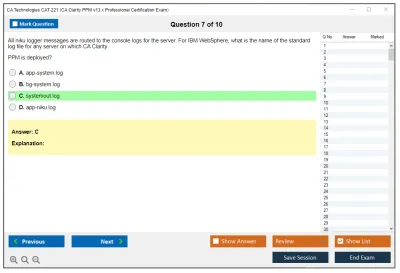 CA Technologies CAT-221 CA Clarity PPM v13.x Professional Certification Exam Practice test exam simulator test engine exam Prep practice test questions answers Image 7
