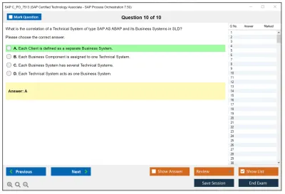 SAP C_PO_7513 SAP Certified Technology Associate - SAP Process Orchestration 7.50 Practice test exam simulator test engine exam Prep practice test questions answers Image 10