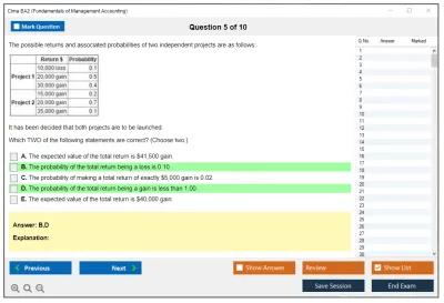 Cima BA2 Fundamentals of Management Accounting Practice test exam simulator test engine exam Prep practice test questions answers Image 5