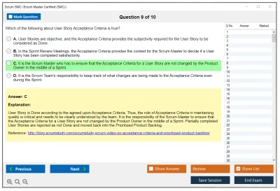 Scrum SMC Scrum Master Certified (SMC) Practice test exam simulator test engine exam Prep practice test questions answers Image 9