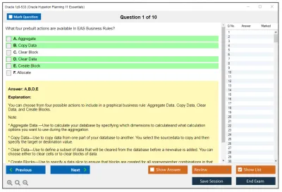 Oracle 1z0-533 Oracle Hyperion Planning 11 Essentials Practice test exam simulator test engine exam Prep practice test questions answers Image 1