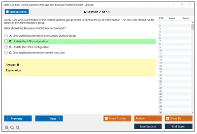 Adobe AD5-E803 Adobe Experience Manager Sites Business Practitioner Expert - Upgrade Practice test exam simulator test engine exam Prep practice test questions answers Image 7