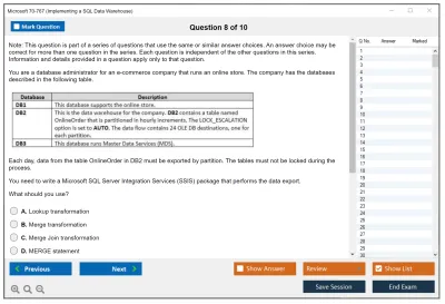 Microsoft 70-767 Implementing a SQL Data Warehouse Practice test exam simulator test engine exam Prep practice test questions answers Image 8