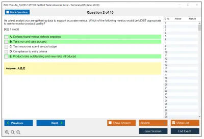 iSQI CTAL-TA_Syll2012 ISTQB Certified Tester Advanced Level - Test Analyst [Syllabus 2012] Practice test exam simulator test engine exam Prep practice test questions answers Image 2