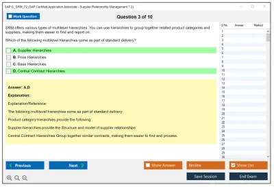 SAP C_SRM_72 SAP Certified Application Associate - Supplier Relationship Management 7.2 Practice test exam simulator test engine exam Prep practice test questions answers Image 3
