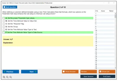 Oracle 1z0-1048-22 Oracle Time and Labor Cloud 2022 Implementation Professional Practice test exam simulator test engine exam Prep practice test questions answers Image 2