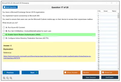 Microsoft MS-203 Microsoft 365 Messaging Practice test exam simulator test engine exam Prep practice test questions answers Image 17