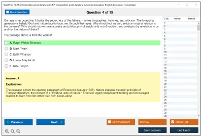 Test Prep CLEP-Composition-and-Literature CLEP Composition and Literature: American Literature, English Literature, Humanities Practice test exam simulator test engine exam Prep practice test questions answers Image 4