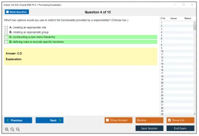 Oracle 1z0-520 Oracle EBS R12.1 Purchasing Essentials Practice test exam simulator test engine exam Prep practice test questions answers Image 4