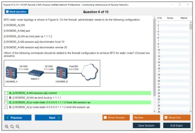 Huawei H12-721 Huawei Certified ICT Professional - Constructing Infrastructure of Security Network Practice test exam simulator test engine exam Prep practice test questions answers Image 6