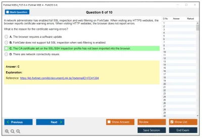 Fortinet NSE4_FGT-6.4 Fortinet NSE 4 - FortiOS 6.4 Practice test exam simulator test engine exam Prep practice test questions answers Image 6