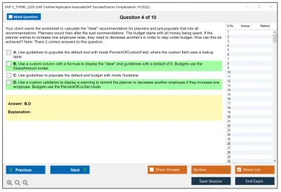 SAP C_THR86_2205 SAP Certified Application AssociateSAP SuccessFactors Compensation 1H/2022 Practice test exam simulator test engine exam Prep practice test questions answers Image 4