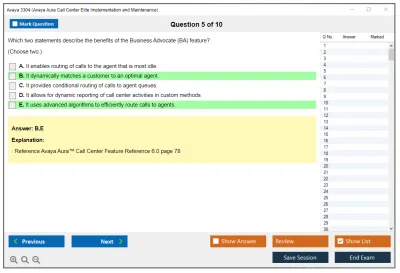 Avaya 3304 Avaya Aura Call Center Elite Implementation and Maintenance Practice test exam simulator test engine exam Prep practice test questions answers Image 5