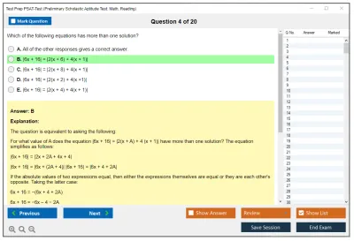 Test Prep PSAT-Test Preliminary Scholastic Aptitude Test: Math, Reading Practice test exam simulator test engine exam Prep practice test questions answers Image 4