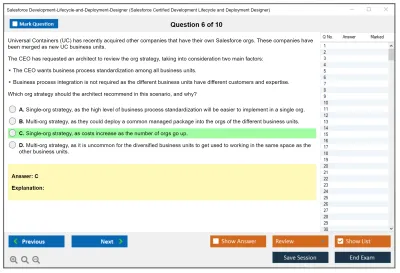 Salesforce Development-Lifecycle-and-Deployment-Designer Salesforce Certified Development Lifecycle and Deployment Designer Practice test exam simulator test engine exam Prep practice test questions answers Image 6