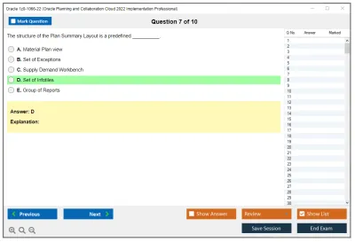 Oracle 1z0-1066-22 Oracle Planning and Collaboration Cloud 2022 Implementation Professional Practice test exam simulator test engine exam Prep practice test questions answers Image 7