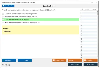 Oracle 1z0-998-21 Oracle Database Cloud Service 2021 Specialist Practice test exam simulator test engine exam Prep practice test questions answers Image 8