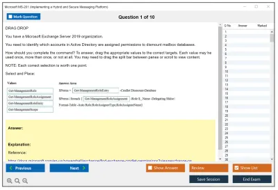 Microsoft MS-201 Implementing a Hybrid and Secure Messaging Platform Practice test exam simulator test engine exam Prep practice test questions answers Image 1