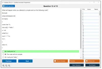 C++ Institute CPA C++ Certified Associate Programmer Practice test exam simulator test engine exam Prep practice test questions answers Image 12