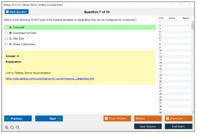 Tableau SCA-C01 Tableau Server Certified Associate Exam Practice test exam simulator test engine exam Prep practice test questions answers Image 7