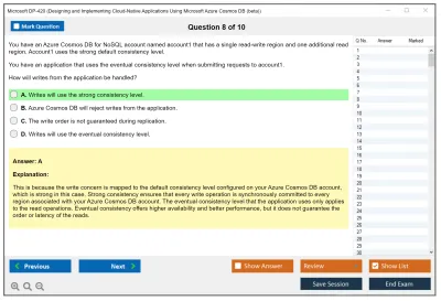 Microsoft DP-420 Designing and Implementing Cloud-Native Applications Using Microsoft Azure Cosmos DB Practice test exam simulator test engine exam Prep practice test questions answers Image 8