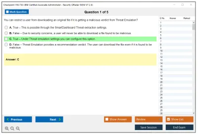 Checkpoint 156-730 IBM Certified Associate Administrator - Security QRadar SIEM V7.2.8 Practice test exam simulator test engine exam Prep practice test questions answers Image 1