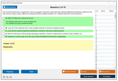 Liferay LRP-614 Portal Developer Practice test exam simulator test engine exam Prep practice test questions answers Image 2