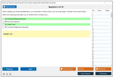 Oracle 1z0-1054-20 Oracle Financials Cloud: General Ledger 2020 Implementation Essentials Practice test exam simulator test engine exam Prep practice test questions answers Image 2