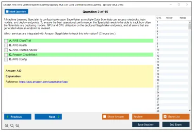 Amazon AWS AWS-Certified-Machine-Learning-Specialty-MLS-C01 AWS Certified Machine Learning - Specialty Practice test exam simulator test engine exam Prep practice test questions answers Image 2