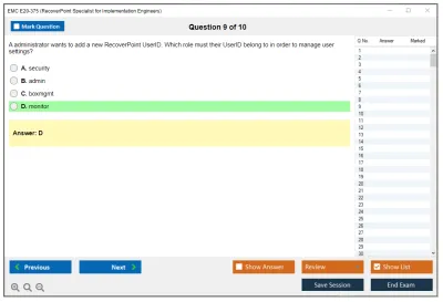 EMC E20-375 RecoverPoint Specialist Exam for Implementation Engineers Practice test exam simulator test engine exam Prep practice test questions answers Image 9
