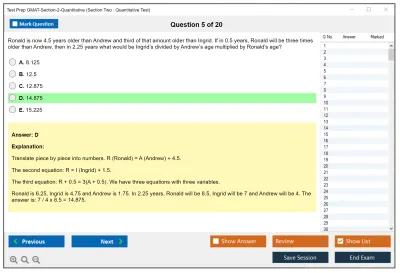 Test Prep GMAT-Section-2-Quantitative Section Two : Quantitative Test Practice test exam simulator test engine exam Prep practice test questions answers Image 5