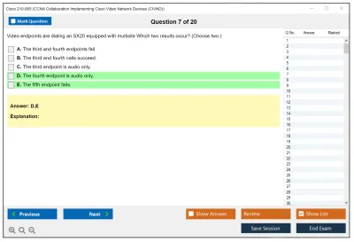 Cisco 210-065 CCNA Collaboration Implementing Cisco Video Network Devices (CIVND) Practice test exam simulator test engine exam Prep practice test questions answers Image 7