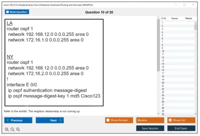 Cisco 300-410 Implementing Cisco Enterprise Advanced Routing and Services (300-410 ENARSI) Practice test exam simulator test engine exam Prep practice test questions answers Image 10