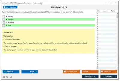 Microsoft 98-375 HTML5 Application Development Fundamentals Practice test exam simulator test engine exam Prep practice test questions answers Image 2