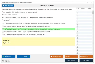 Oracle 1z0-063 Oracle Database 12c: Advanced Administration Practice test exam simulator test engine exam Prep practice test questions answers Image 14
