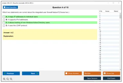 Juniper JN0-231 Security-Associate (JNCIA-SEC) Practice test exam simulator test engine exam Prep practice test questions answers Image 4
