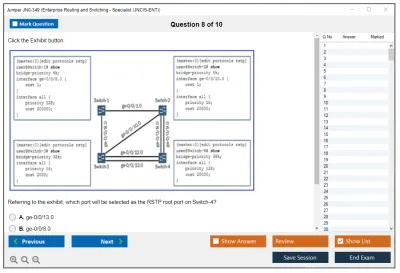 Juniper JN0-349 Enterprise Routing and Switching - Specialist (JNCIS-ENT) Practice test exam simulator test engine exam Prep practice test questions answers Image 8