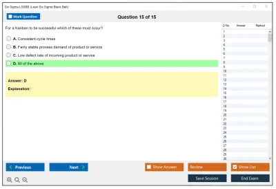 Six Sigma LSSBB Lean Six Sigma Black Belt Practice test exam simulator test engine exam Prep practice test questions answers Image 15