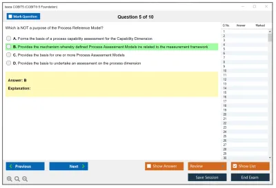 Isaca COBIT5 COBIT 5 Foundation Exam Practice test exam simulator test engine exam Prep practice test questions answers Image 5