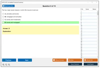 SOFE AFE Accredited Financial Examiner Practice test exam simulator test engine exam Prep practice test questions answers Image 9