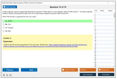 Adobe AD0-E600 Adobe Experience Platform Technical Foundations Practice test exam simulator test engine exam Prep practice test questions answers Image 10