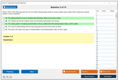 Cima F2 F2 - Advanced Financial Reporting Practice test exam simulator test engine exam Prep practice test questions answers Image 2