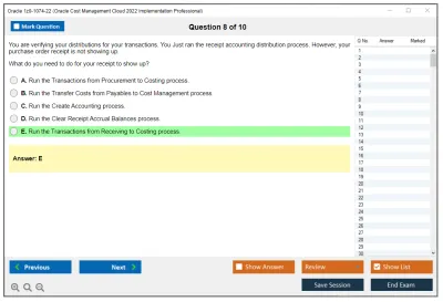 Oracle 1z0-1074-22 Oracle Cost Management Cloud 2022 Implementation Professional Practice test exam simulator test engine exam Prep practice test questions answers Image 8
