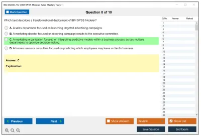 IBM M2090-732 IBM SPSS Modeler Sales Mastery Test v1 Practice test exam simulator test engine exam Prep practice test questions answers Image 8