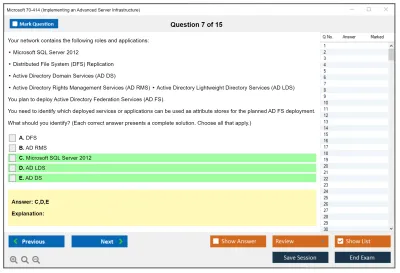 Microsoft 70-414 Implementing an Advanced Server Infrastructure Practice test exam simulator test engine exam Prep practice test questions answers Image 7