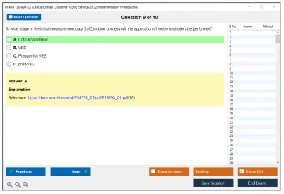 Oracle 1z0-996-22 Oracle Utilities Customer Cloud Service 2022 Implementation Professional Practice test exam simulator test engine exam Prep practice test questions answers Image 9