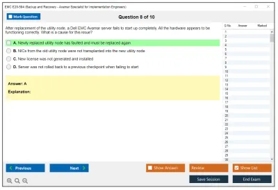 EMC E20-594 Backup and Recovery - Avamar Specialist Exam for Implementation Engineers Practice test exam simulator test engine exam Prep practice test questions answers Image 8